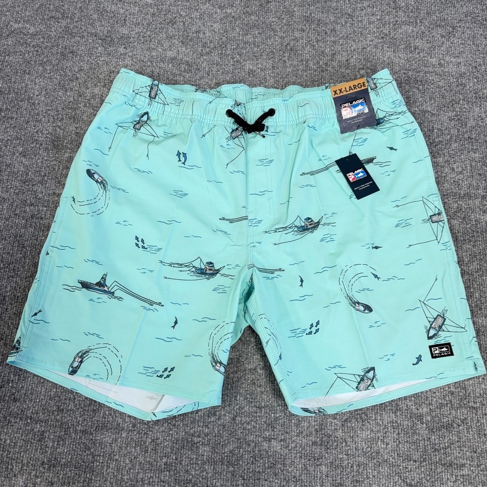 Pelagic Board Shorts Mens 2XL Dockside 18" Trollin Swim Trunks 7" Inseam UNLINED